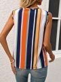 Color Block Striped Sleeveless Blouse/Tank Top