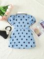 Baby Girls' Polka Dot Print Colorblock Shirt Dress