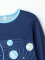 Teen Boys' Cool Space Pattern Elastic & Comfortable Blue Compression Homewear Set