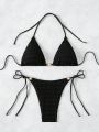 Ladies' Textured Halter Neck Bikini Set