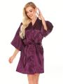 1pc Solid Color Sexy Satin Silk-like Robe (short)