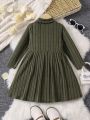 Young Girl Turtleneck Ribbed Knit Dress