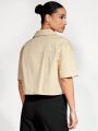 SHEIN BASICS Women'S Short Sleeve Drop Shoulder Shirt