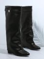 Faux Leather Knee High Boots