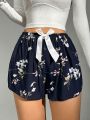 Floral Print Bow Front Sleep Shorts