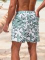 SHEIN Men'S Printed Beach Shorts With Drawstring Elastic Waist