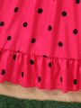 Girls' (little) Polka Dot Printed Spaghetti Strap Dress With Ruffle Hem