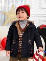 SHEIN Young Boy Christmas Print Teddy Lined Hooded Coat