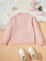 SHEIN Kids QTFun Young Girl Deer Pattern Sequin Detail Frill Trim Sweater