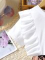 SHEIN Kids CHARMNG Girls Floral Print Ruffle Trim Tee & Floral Print Mesh Overlay Skirt