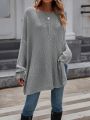 SHEIN LUNE Solid Drop Shoulder Oversized Sweater