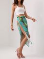 CONTUR Floral Print Split Thigh Skirt