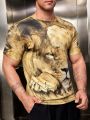 Manfinity LEGND Men's Lion Printed Short Sleeve T-shirt
