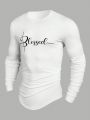 Manfinity Homme Men's Casual Round Neck Long Sleeve T-Shirt With Text Print