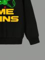 Boys' Leisure Game Controller & Letter Printed Hooded Fleece Sweatshirt