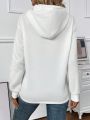 SHEIN LUNE Lace Splice Drawstring Hoodie For Women