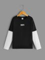 SHEIN Kids EVRYDAY Boys Letter Graphic Colorblock Tee