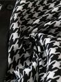 Plus Size Women's Zebra Print & Houndstooth Patterned Shirt