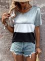 Round Neck Color Block T-Shirt