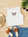 Teen Girls Butterfly Print Tank Top