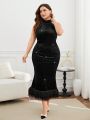 SHEIN Privé Plus Size Elegant Halter Neck Dress