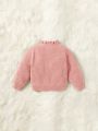SHEIN Infant Girls' Solid Color Round Neck Pullover Sweater