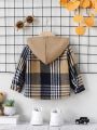 SHEIN Baby Boys' Hooded Patchwork Plaid Jacket