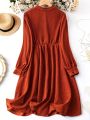 SHEIN LUNE Women's Corduroy Solid Color Simple Plus Size Dress