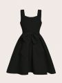 SHEIN Tween Girl Pearls Beaded Bow Front Cami Dress