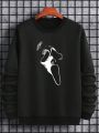 Men's Plus Size Ghost Face Print Fleece Hoodie