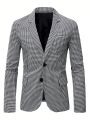Men's Plus Size Houndstooth Pattern Suit Jacket