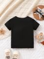 Baby Boys' Casual Daily Wear Simple & Fun & Cute New Year Printed Top For Spring & Summer, Suitable For New Year Celebration