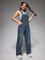 Denim Dungarees Washed Jumpsuit