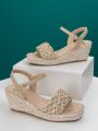 Braided Design Espadrille Ankle Strap Wedge Sandals