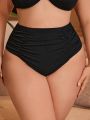 SHEIN Swim Basics Plus Size Women'S Ruched Swimwear Bottom