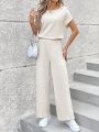 SHEIN LUNE Solid Color Batwing Sleeve Jumpsuit