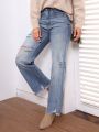 SHEIN LUNE Distressed Straight Leg Jeans