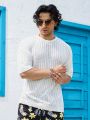 Men'S Solid Color Short Sleeve Knit Sweater With Small Holes