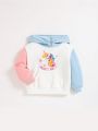 SHEIN Baby Girls Unicorn & Slogan Graphic Colorblock Hoodie