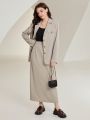 SHEIN Mulvari Solid Color Arch Imitation Pockets Suit