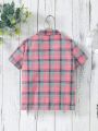 Teen Girls' Classic Plaid Short Sleeve Shirt For Summer