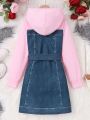 Girls' (big Kid) Hooded Colorblock False Two Pieces Dress