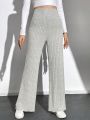 SHEIN Tall Ribbed Knit Wide Waistband Pants