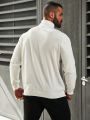 Extended Sizes Men's Plus Size High Neck Solid Color Long Sleeve Sweater