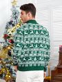 SHEIN Men Christmas Elk & Snowflake Pattern Mock Neck Sweater