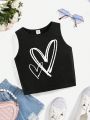 Girls' Casual Heart Pattern Tank Top For Summer