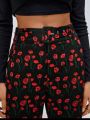 Anke Wonder Allover Cherry Print Straight Leg Pants