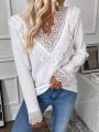 Guipure Lace Trim Sweater