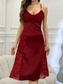 Lace Decorated Silk Satin Camisole Sleep Dress