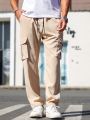 Manfinity Hypemode Men's Letter Print Drawstring Cargo Pants